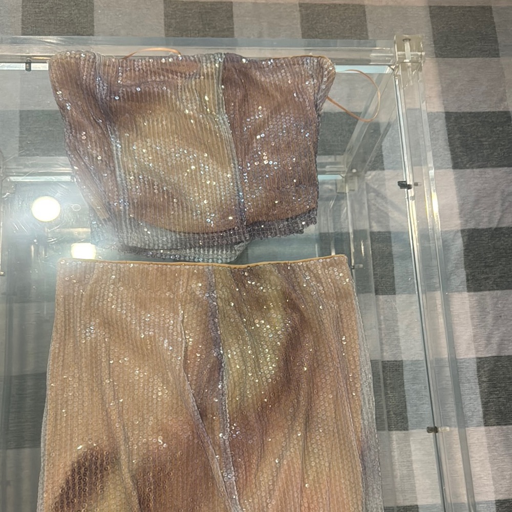 Urban Outfitters Sequin Skirt Set in Brown and Silver